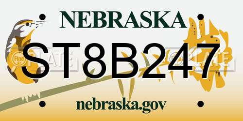 ST8B247 Nebraska License Plate