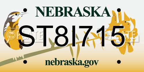 ST8I715 Nebraska License Plate