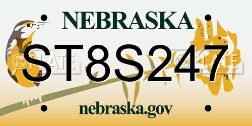 ST8S247 Nebraska License Plate