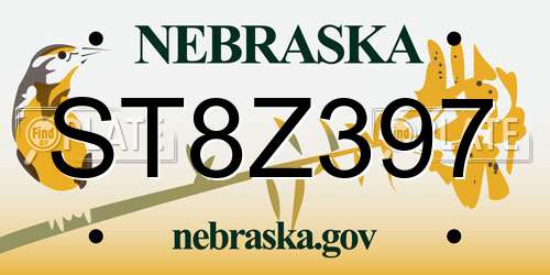 ST8Z397 Nebraska License Plate