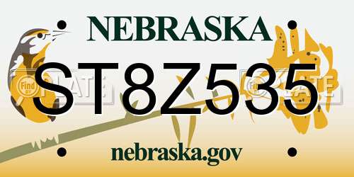 ST8Z535 Nebraska License Plate