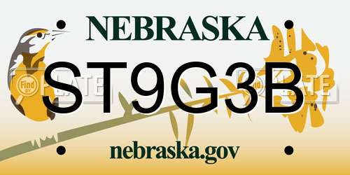 ST9G3B Nebraska License Plate