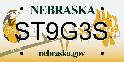 ST9G3S Nebraska License Plate