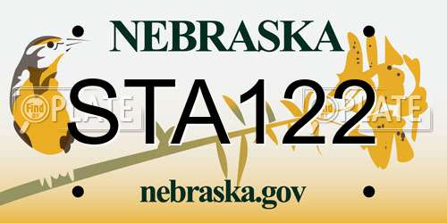 STA122 Nebraska License Plate