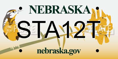 STA12T Nebraska License Plate