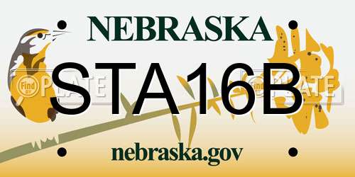 STA16B Nebraska License Plate