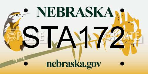 STA172 Nebraska License Plate