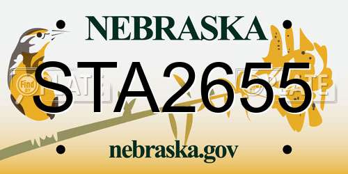 STA2655 Nebraska License Plate