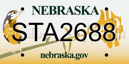 STA2688 Nebraska License Plate