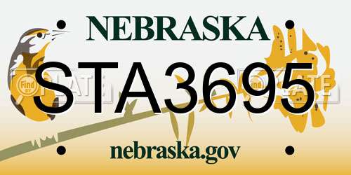 STA3695 Nebraska License Plate