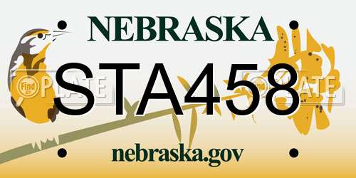 STA458 Nebraska License Plate