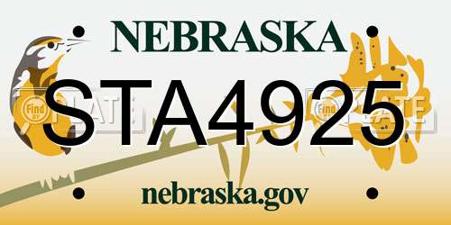 STA4925 Nebraska License Plate