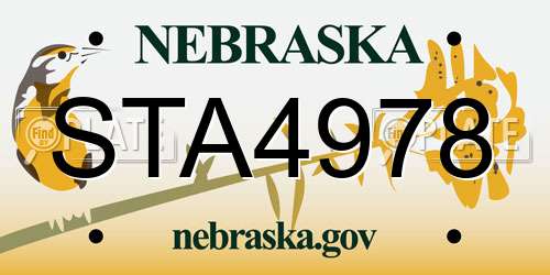 STA4978 Nebraska License Plate