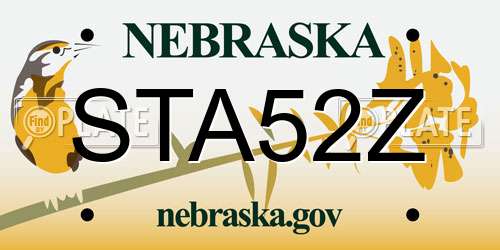 STA52Z Nebraska License Plate
