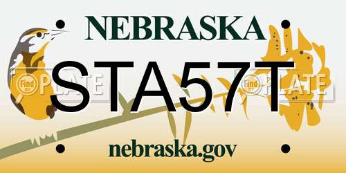 STA57T Nebraska License Plate