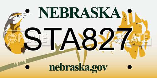 STA827 Nebraska License Plate