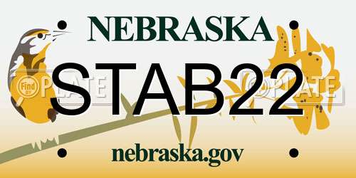 STAB22 Nebraska License Plate