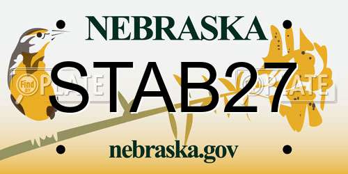 STAB27 Nebraska License Plate