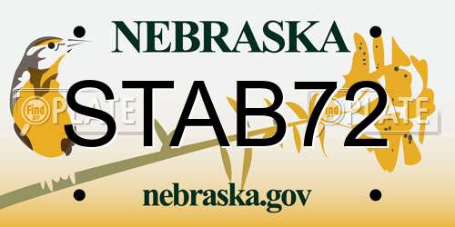 STAB72 Nebraska License Plate