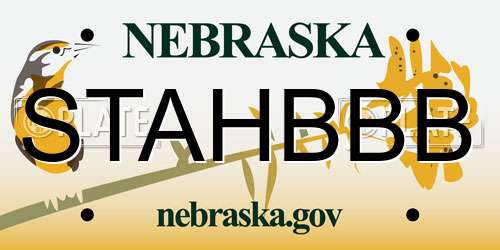 STAHBBB Nebraska License Plate