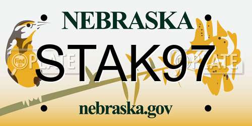 STAK97 Nebraska License Plate