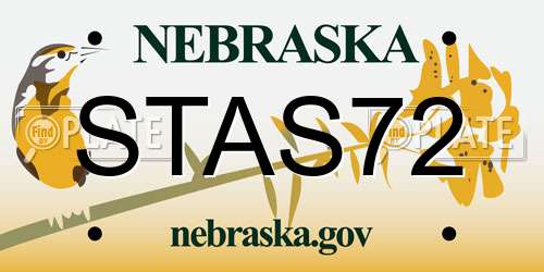 STAS72 Nebraska License Plate