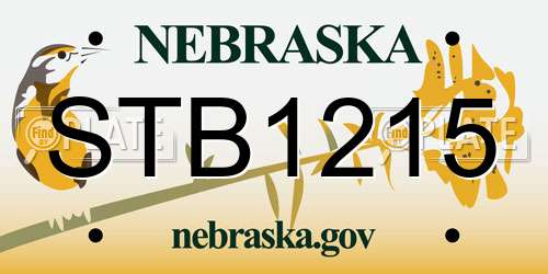 STB1215 Nebraska License Plate