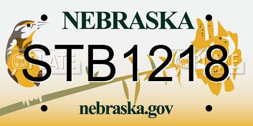 STB1218 Nebraska License Plate