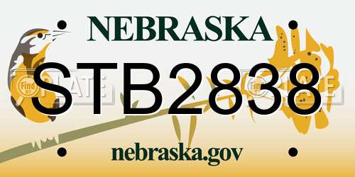 STB2838 Nebraska License Plate