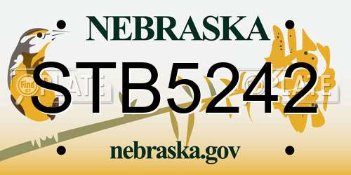 STB5242 Nebraska License Plate