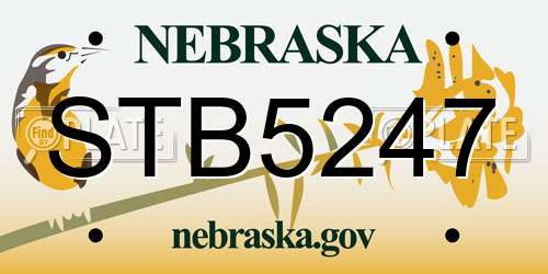 STB5247 Nebraska License Plate