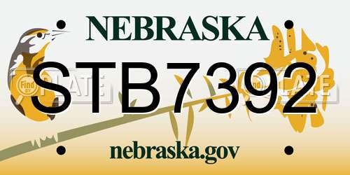 STB7392 Nebraska License Plate