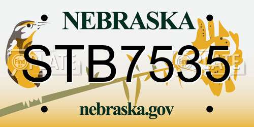 STB7535 Nebraska License Plate