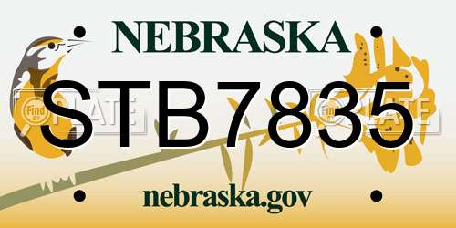 STB7835 Nebraska License Plate