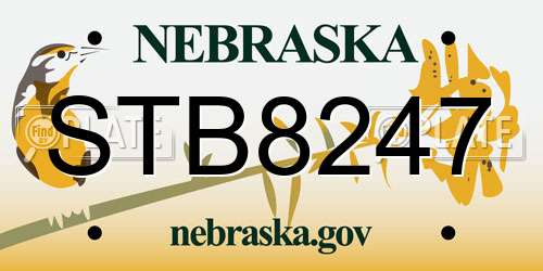STB8247 Nebraska License Plate