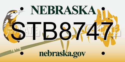 STB8747 Nebraska License Plate