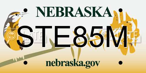 STE85M Nebraska License Plate