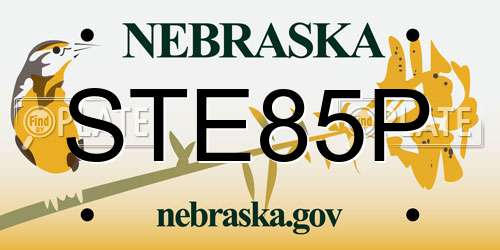 STE85P Nebraska License Plate