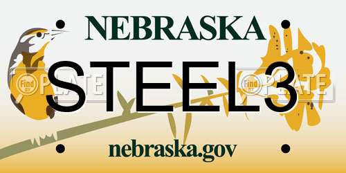 STEEL3 Nebraska License Plate