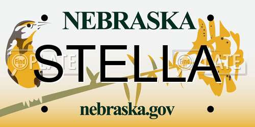 STELLA Nebraska License Plate