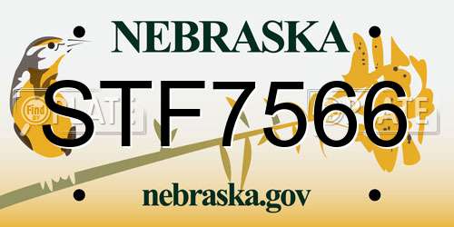 STF7566 Nebraska License Plate