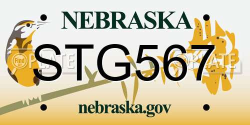 STG567 Nebraska License Plate