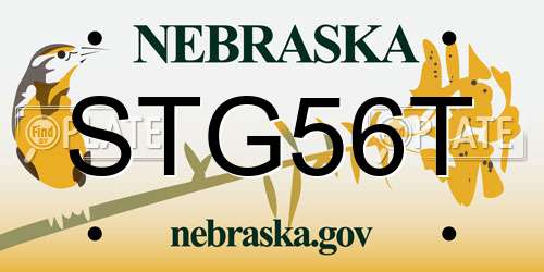 STG56T Nebraska License Plate