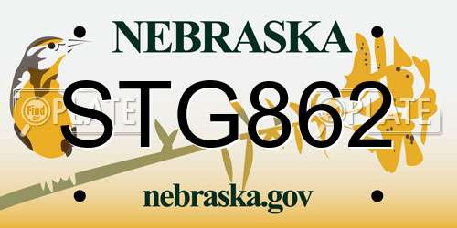 STG862 Nebraska License Plate