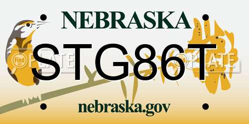 STG86T Nebraska License Plate