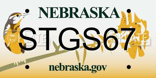 STGS67 Nebraska License Plate