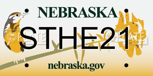 STHE21 Nebraska License Plate