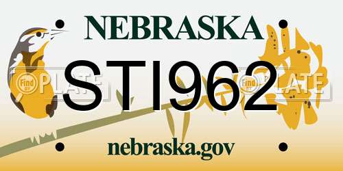 STI962 Nebraska License Plate