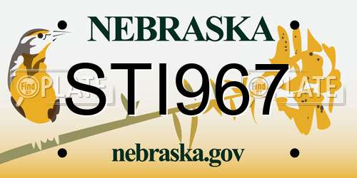 STI967 Nebraska License Plate