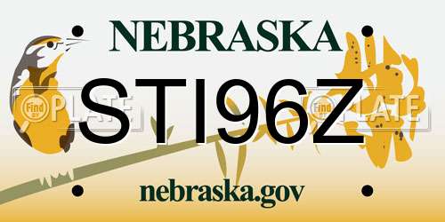 STI96Z Nebraska License Plate